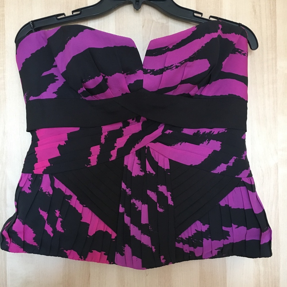 Pink/purple and black strapless top